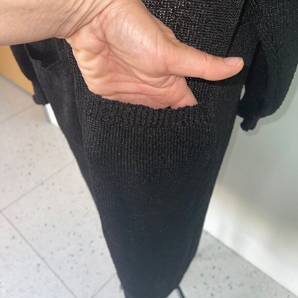 French Rags Vintage Womens Open Duster Cardigan Black Size 2 Medium Pure Rayon - Picture 10 of 13